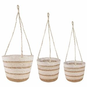 vidaXL 3 stk. Naturlig, hvid og beige &Oslash;26 x 19 cm 100% S&oslash;gr&aelig;s