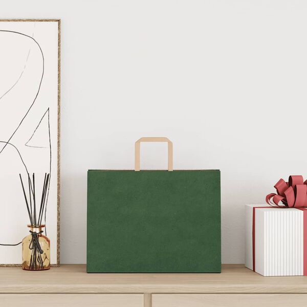 vidaXL papirposer 50 stk. med h&aring;ndtag 32x17x25 cm gr&oslash;n