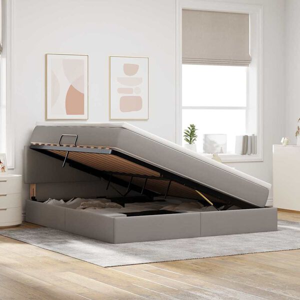 vidaXL Seng med opbevaring og madras med madras Gr&aring;brun 180 x 200 cm