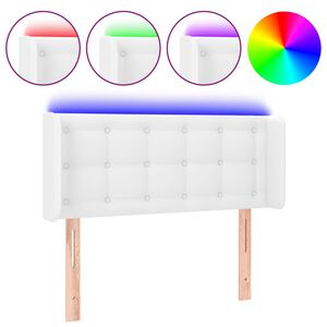 vidaXL sengegavl med LED-lys 83x16x78/88 cm kunstl&aelig;der hvid
