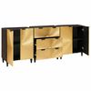 vidaXL Sideboard 3 pcs Sort og Guld 60 x 33 x 75 cm Massivt mangotræ