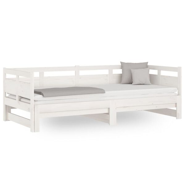 vidaXL daybed med udtræk 2x(80x200) cm massivt fyrretræ hvid