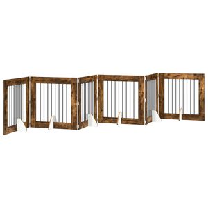 vidaXL Sammenklappelig hundegitter med stativer 6 pcs R&oslash;get eg 482 cm