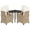 vidaXL spisebordss&aelig;t til haven 5 dele med hynder polyrattan beige