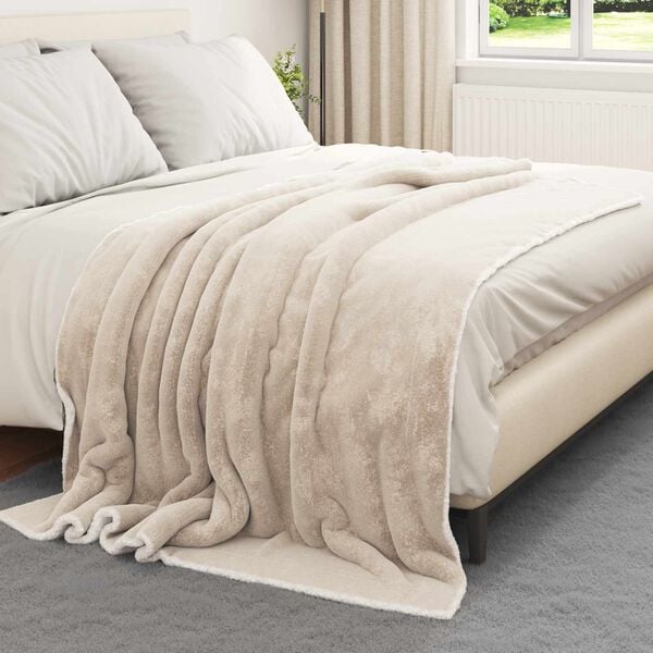 vidaXL Throw t&aelig;ppe Beige 150 x 200 cm Fleece