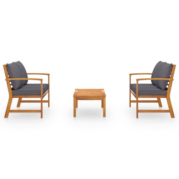 vidaXL loungesæt til haven 3 dele med hynde massivt akacietræ