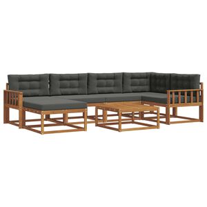 vidaXL Udend&oslash;rs sofagruppe med pude 7 pcs Naturlig og Antracit