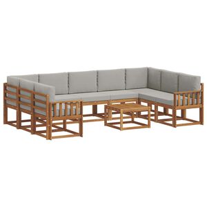 vidaXL Udend&oslash;rs sofagruppe med pude 10 pcs Naturlig og Lys Gr&aring;