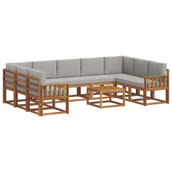 vidaXL Udend&oslash;rs sofagruppe med pude 10 pcs Naturlig og Lys Gr&aring;