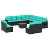 vidaXL 14-delt havesofas&aelig;t med hynder sort polyrattan