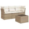 vidaXL sofas&aelig;t til haven 4 dele med hynder polyrattan beige