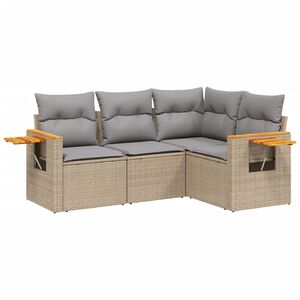 vidaXL sofas&aelig;t til haven 4 dele med hynder polyrattan beige