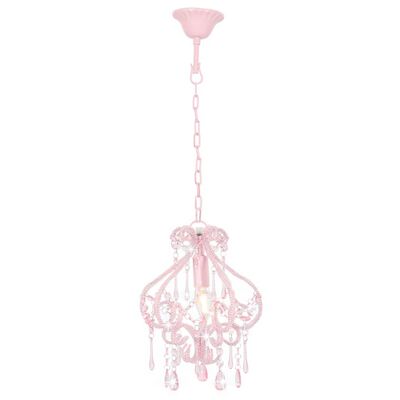 vidaXL loftlampe med perler rund E14 pink