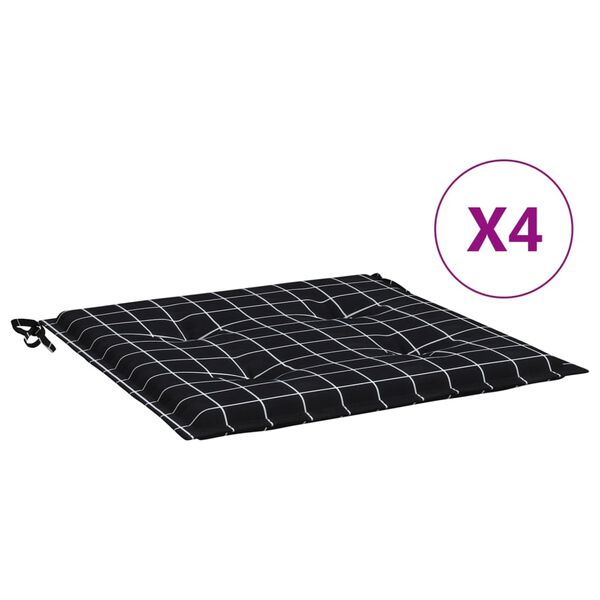 vidaXL hynder til havestol 4 stk. 50x50x4 cm stof ternet sort