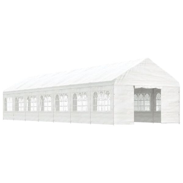 vidaXL pavillon med tag 15,61x4,08x3,22 m polyethylen hvid