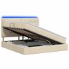 vidaXL LED opbevarings seng med madras Cremefarvet 160 x 200 cm Stof