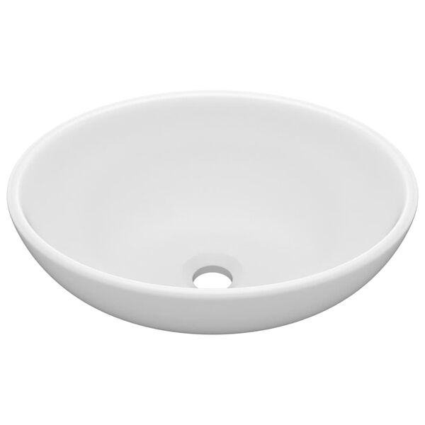 vidaXL luksuriøs håndvask 40x33 cm keramisk oval mat hvid