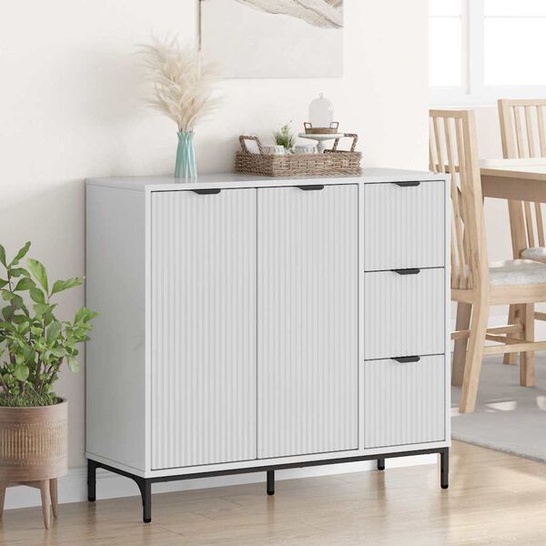 vidaXL Sideboard H&oslash;j gloss hvid 89,5 x 33 x 82 cm Konstrueret tr&aelig;