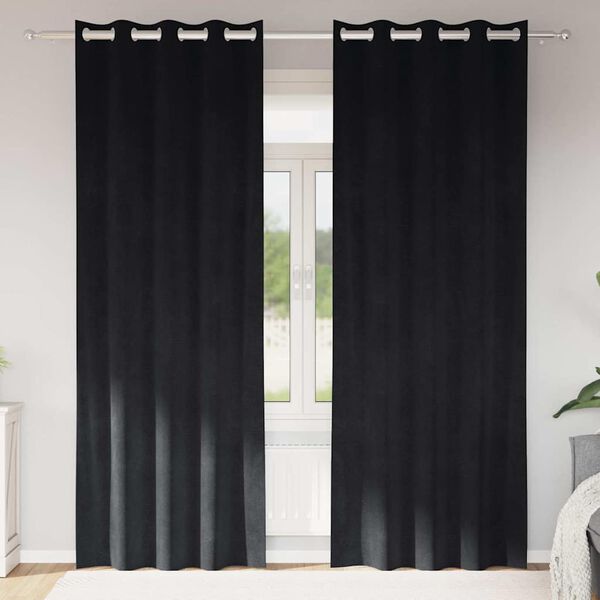 vidaXL Mørklægningsgardiner 2 pcs Sort 140 x 245 cm Fløjl