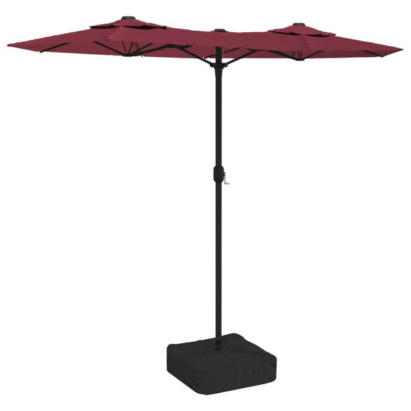 vidaXL parasol m. dobbelt parasoldug 316x145 cm bordeauxrød