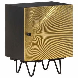 vidaXL sengeskab med messingfront 40x30x50 cm massivt mangotr&aelig;