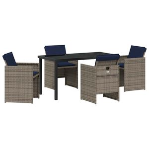 vidaXL Have Spisebordss&aelig;t med pude 5 pcs Gr&aring; polyrattan