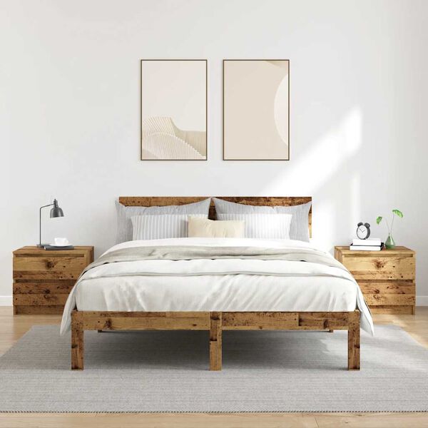 vidaXL sengeborde 2 stk. 50x40x43,5 cm konstrueret tr&aelig; gammelt tr&aelig;look