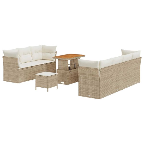 vidaXL Havesofa Sæt 10 pcs Beige polyrattan