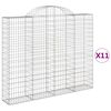 vidaXL buede gabionkurve 11 stk. 200x30x160/180 cm galvaniseret jern