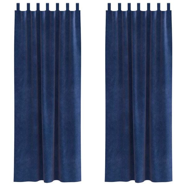 vidaXL M&oslash;rkl&aelig;gningsgardiner 2 pcs M&oslash;rk bl&aring; 140 x 225 cm Fl&oslash;jl