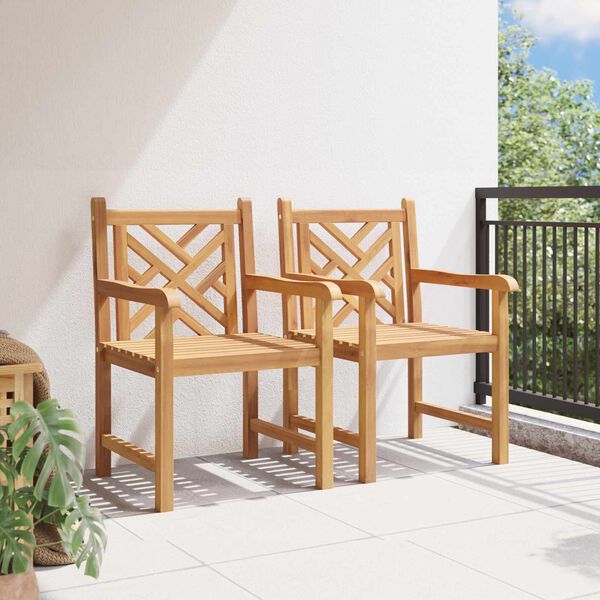 vidaXL Have Stol 2 pcs 60 x 58 x 90 cm Massiv Teaktr&aelig;