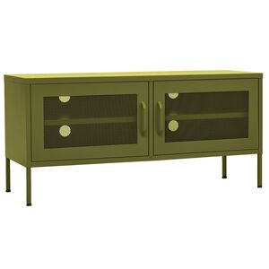 vidaXL tv-skab 105x35x50 cm st&aring;l olivengr&oslash;n