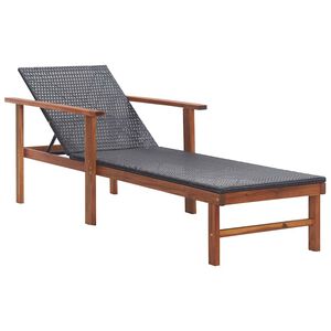 vidaXL liggestol polyrattan og massivt akacietr&aelig; sort