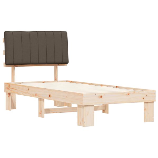 vidaXL Sengestel med Polstret Hovedgavl Gråbrun 90 x 200 cm