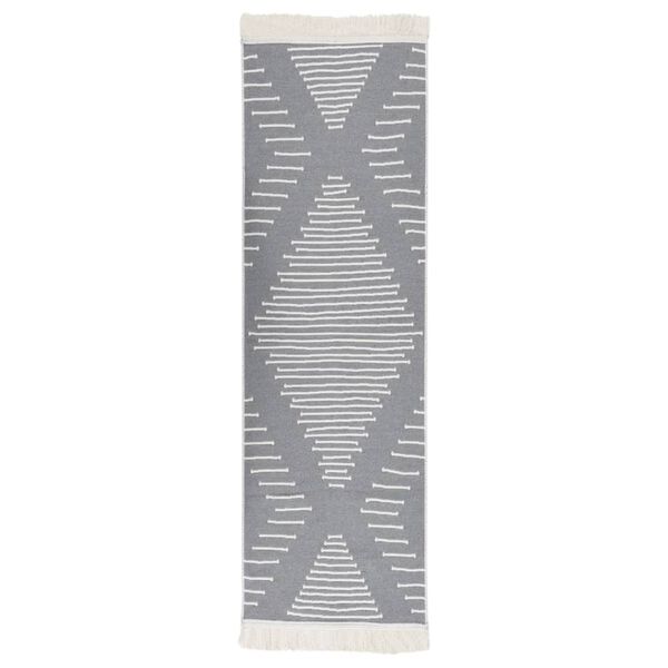 vidaXL gulvt&aelig;ppe 80x300 cm bomuld m&oslash;rkegr&aring;