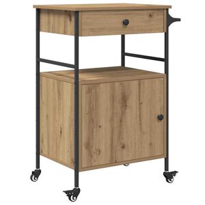 vidaXL K&oslash;kkenvogn Artisan Egetr&aelig; 56 x 43 x 89,5 cm Konstrueret tr&aelig;