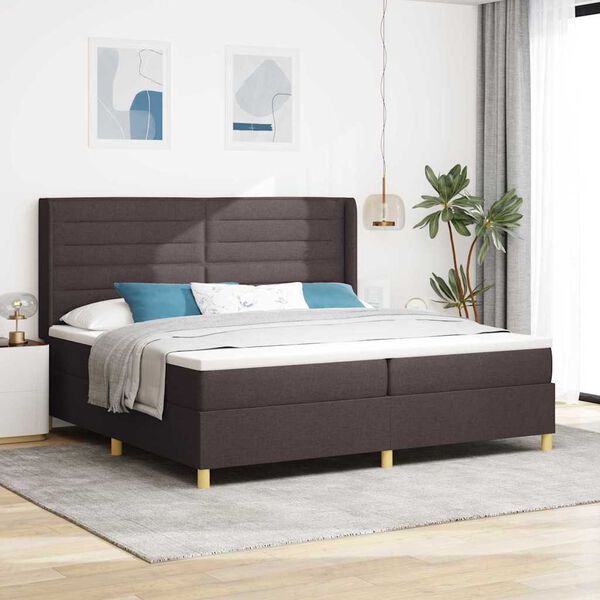 vidaXL Box spring seng med madras M&oslash;rk Brun 200 x 200 cm Stof