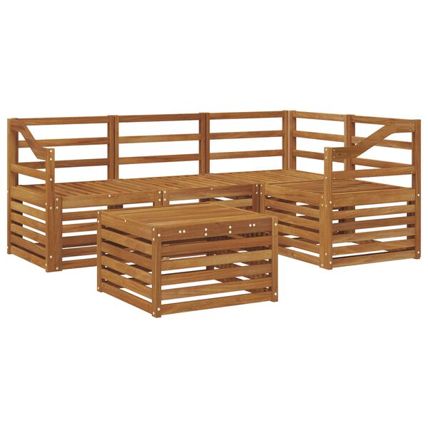 vidaXL Udend&oslash;rs sofagruppe 5 pcs Naturfarvet Massivt Akacietr&aelig;