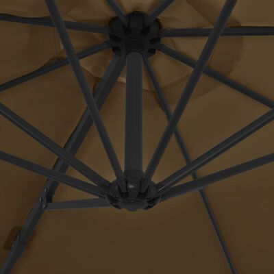 vidaXL hængeparasol med stålstang 300 cm gråbrun