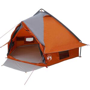 vidaXL Teepee Telt 4-Person med tag Gr&aring; og orange 388 x 320 x 169 cm