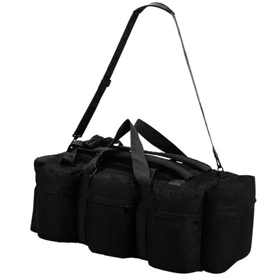 vidaXL duffelbag i 3-i-1 army-stil 90 l sort