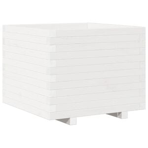 vidaXL plantekasse 60x60x49,5 cm massivt fyrretr&aelig; hvid