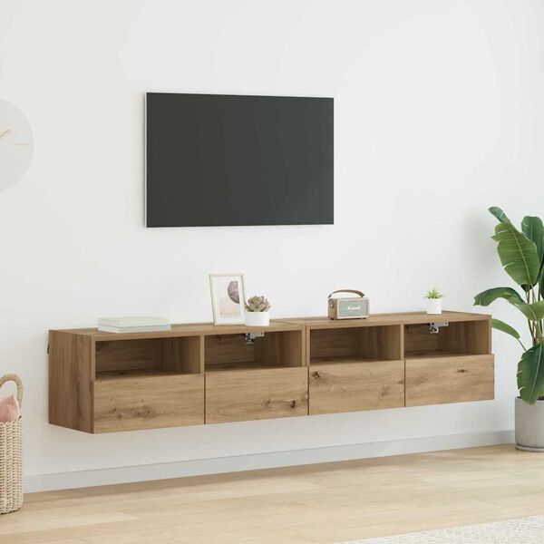 vidaXL TV V&aelig;ghylder V&aelig;gmonteret 2 pcs Artisan Egetr&aelig; 80 x 30 x 30 cm
