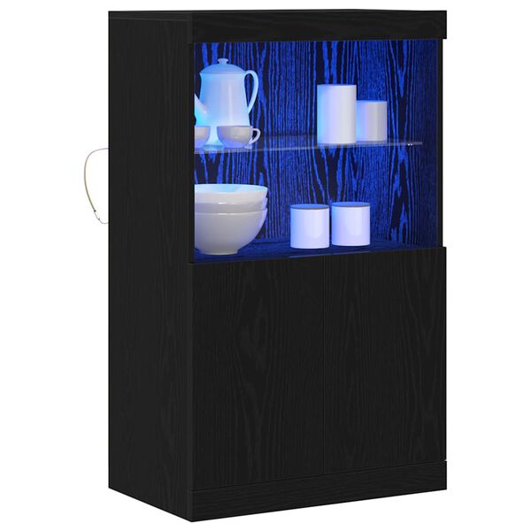 vidaXL LED Sideboard Sort 60 x 37 x 100 cm Konstrueret tr&aelig;