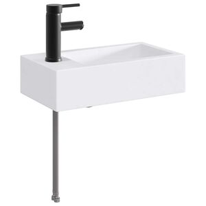 vidaXL Vask med armatur og afl&oslash;b Mat sort 45,5 x 25,5 x 13 cm Keramik