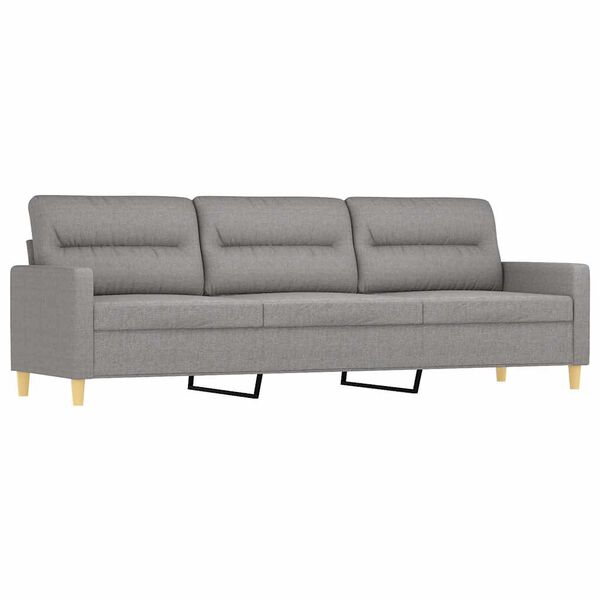 vidaXL 3-personers sofa med pude og hynder 210 cm stof lysegr&aring;