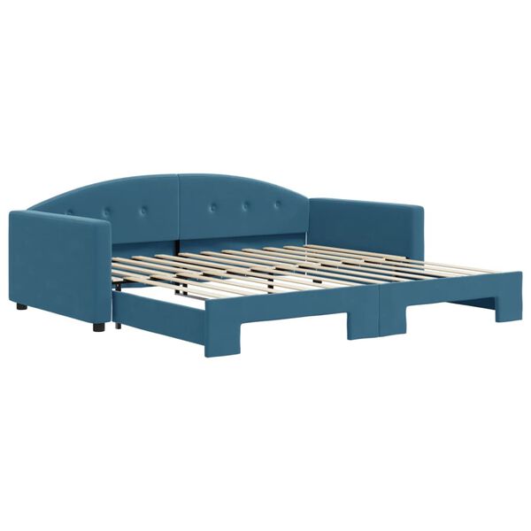vidaXL daybed med udtr&aelig;k 100x200 cm velour bl&aring;