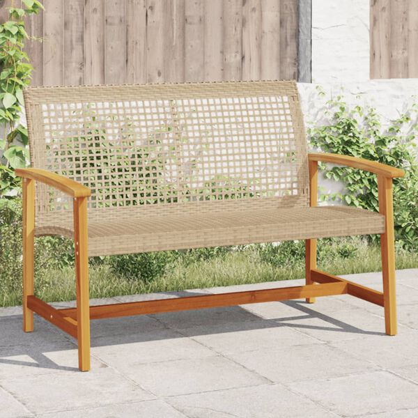 vidaXL haveb&aelig;nk 112 cm polyrattan og akacietr&aelig; beige