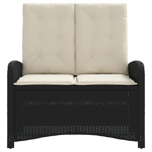 vidaXL haveb&aelig;nk med hynder og l&aelig;nefunktion polyrattan sort