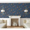 DUTCH WALLCOVERINGS tapet Flower m&oslash;rkebl&aring; og bronzefarvet